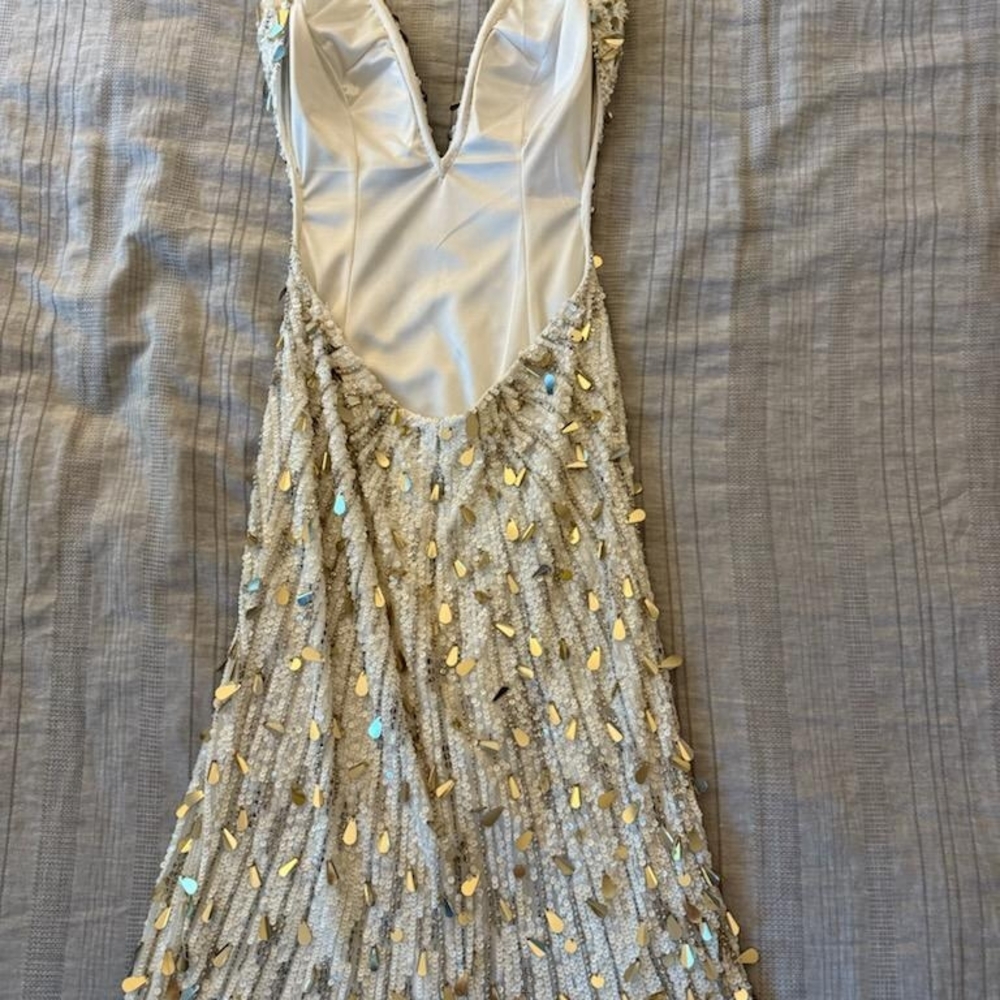 Sequin Embellished Dress with Gold Accents - Picture 2 of 9